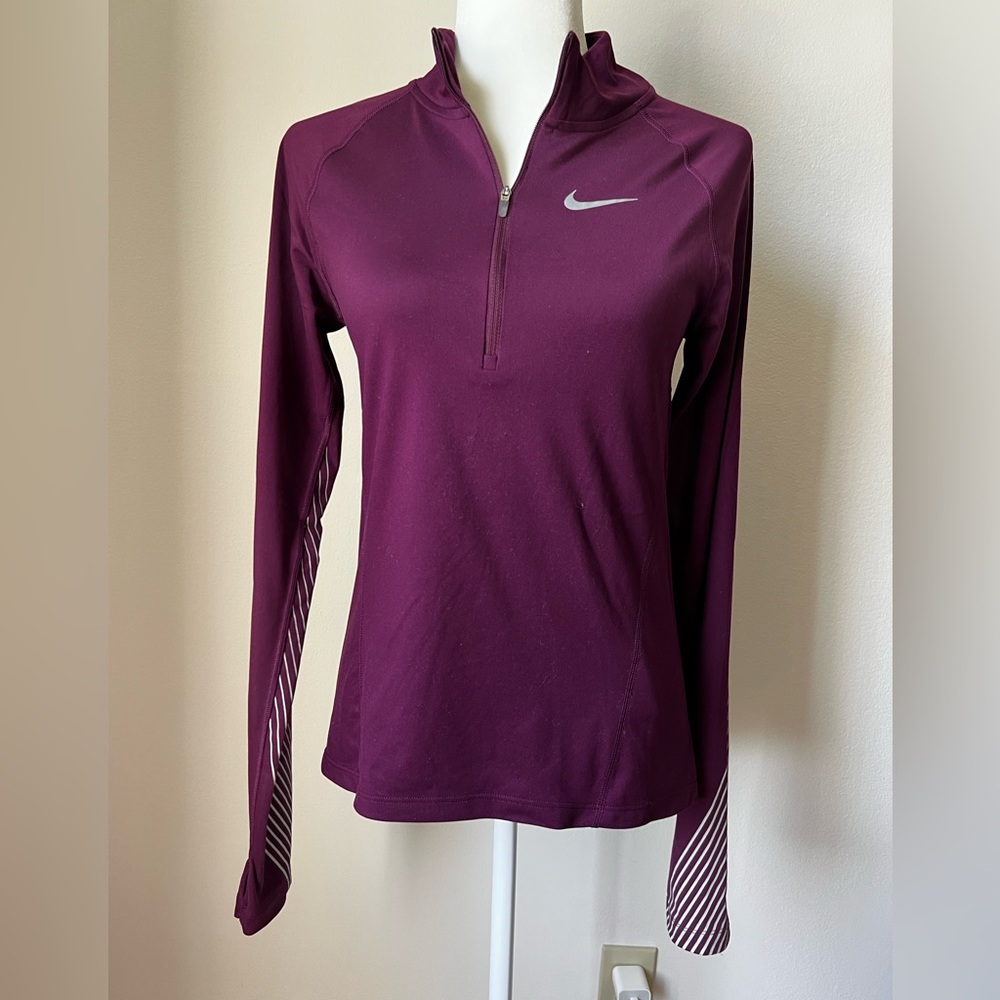 Nike Purple Long Sleeve Fitted Polo Top